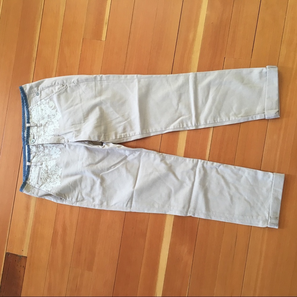 Pilcro Embroidered Khaki Pants